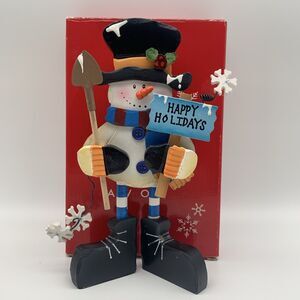 Avon Holiday Standees Snowman 9 Inch Standing Wooden Figure with Original Box